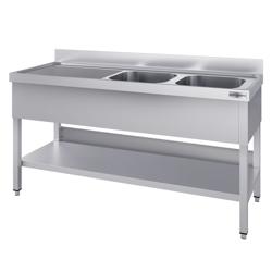 Yıkama Tezgahı ECO - 1400x700mm - Alt raflı & 2 sağ evyeli