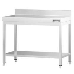 Виробничий стіл PREMIUM з нержавіючої сталі - 800x700 мм - з нижньою полицею та бортиком