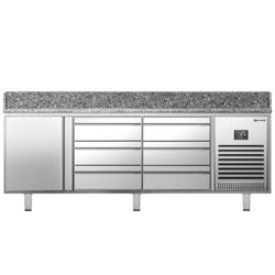 Pizzawerkbank PREMIUM PLUS - 1980x700mm - met granieten werkblad - met 1 deur & 6 laden
