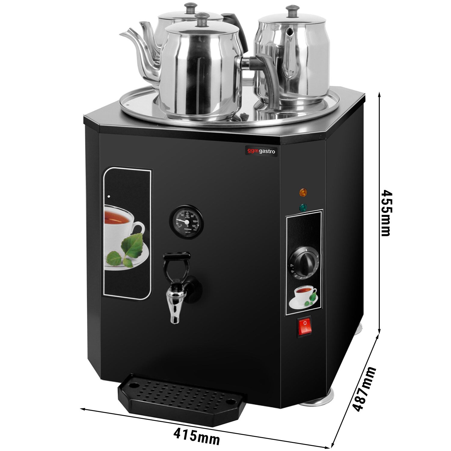 Samovar électrique professionnel - 37 L - 3,5 kW - avec 3 théières