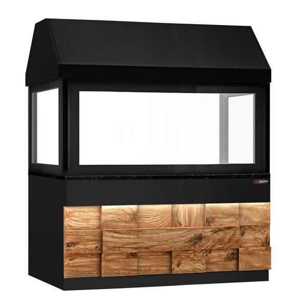 Elemento neutro para parrilla de gas y carbón - 1910x880x2100mm - acero inoxidable AISI 304 y encimera de granito negro - con iluminación LED interior y exterior - TORONTO