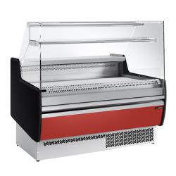 LENNYA| Commercial Refrigerated Serve-Over Counter PREMIUM - 1310mm - Flat Glass - Dark Red Front - No LED - EU Food-Contact Compliant