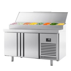 Commercial Refrigerated Bakery Prep Table – 2 doors - no drawer - 2x GN 1/4 pans - 10 rails