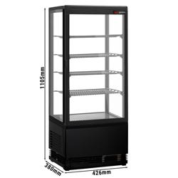Panorama-koelvitrine - 98 liter - 428mm - 1 glazen deur - dubbel glas - met 4 schappen - zwart