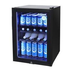 GASTRO-COOL | Frigider mini bar - 430mm - 62 litri - cu 1 ușă din sticlă și iluminare LED - Negru