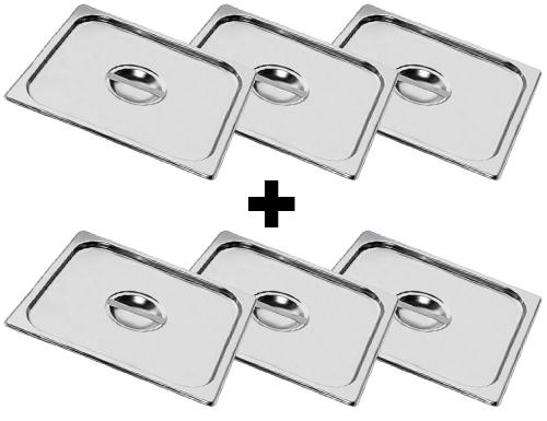 (6 szt.) Pokrywa GN 1/2 - ze stali nierdzewnej - 265x325x7mm