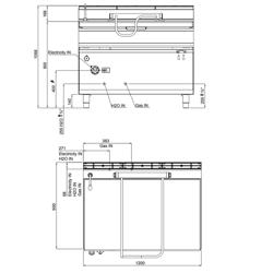 Kantelbare braadpan - gas - 120L - 30kW - 900