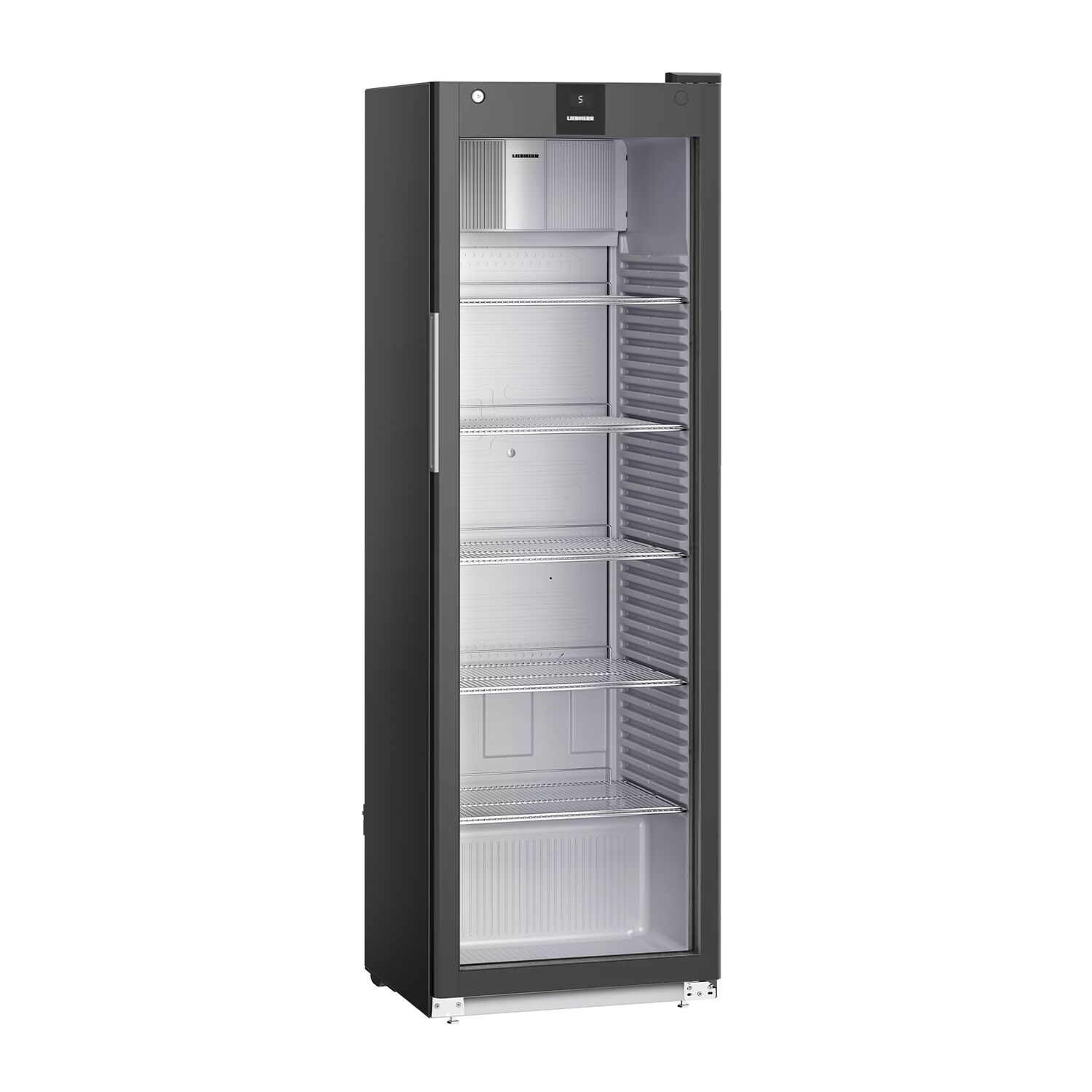 LIEBHERR | Réfrigérateur PERFORMANCE - 400 litres - Intérieur en plastique - Avec 1 porte en verre - Noir   