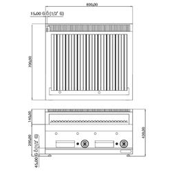 Barbacoa de piedra volcánica a gas (14 kW) - parrilla inclinable
