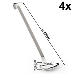 (4 unid) Concha para molho Profissional - Ø 110mm - Comprimento: 430mm - Aço inoxidável