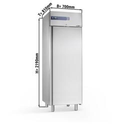 Pastajääkaappi Ruostumaton teräs PREMIUM PLUS - EN 600x400 - 585 l - -2…+35 °C - mitat 1 ovi - LED-valaistus, digitaalinen termostaatti, automaattinen sulatus, R290