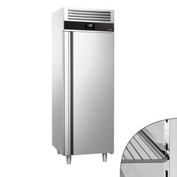 Frysskåp Rostfritt stål PREMIUM - GN 2/1 - 700 mm - 480 liter - ned till -20 till -12 °C - med 1 glasdörr - Ventilerad kylning, Automatisk avfrostning, LED-belysning, Självstängande dörr, R290