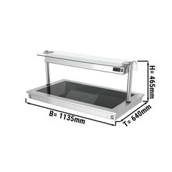 Commercial built-in hot plate - 1100 mm - 3 x GN 1/1 - with glass sneeze guard