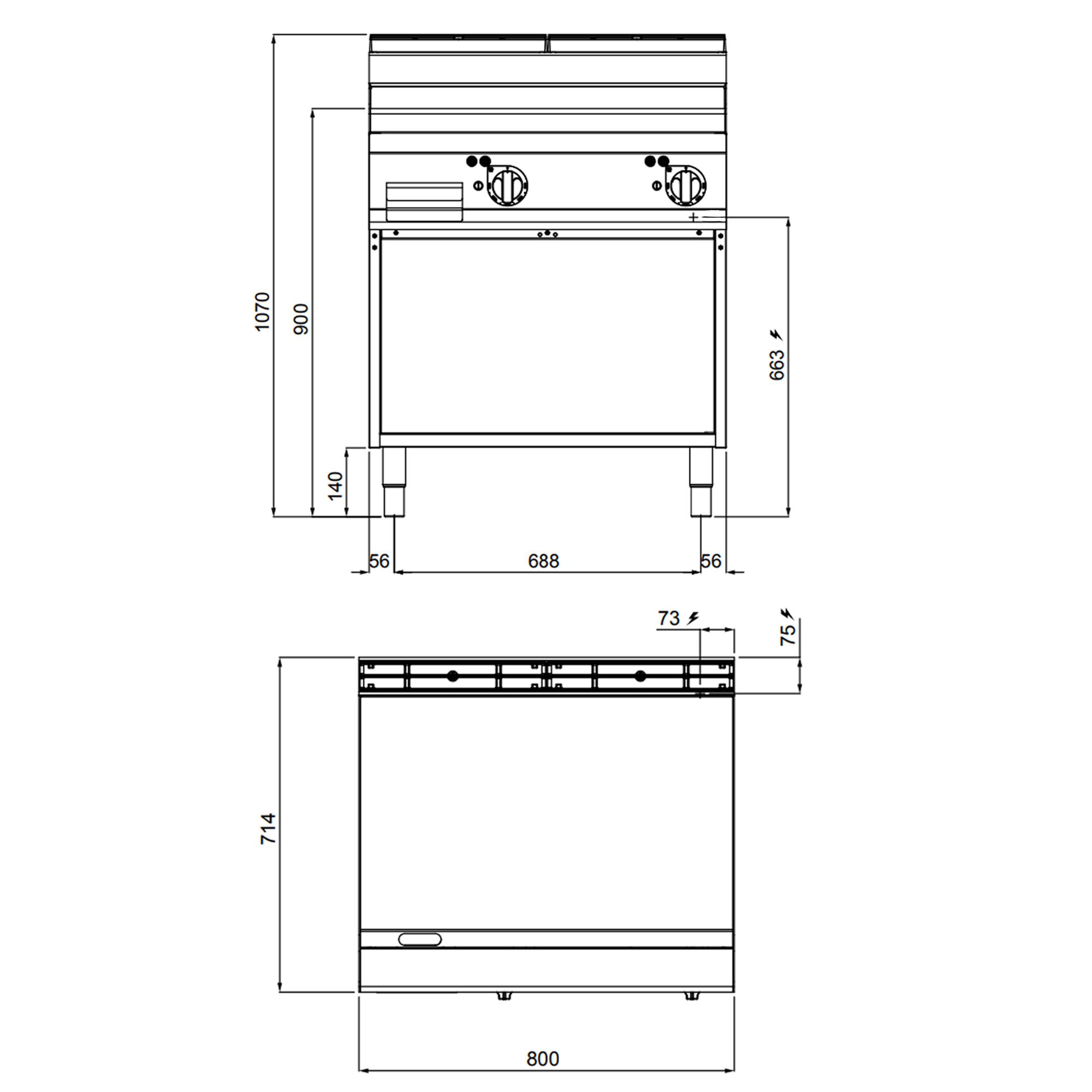 Plaque de cuisson électrique - 9,6 kW - lisse - avec finition brillante