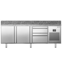 Commercial Pizza Prep Counter - Granite Top PREMIUM PLUS - 1980x700mm - with 2 doors & 2 drawers