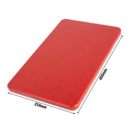 Leikkuulauta PREMIUM - 250x400 mm - Paksuus: 20 mm - HACCP-yhteensopiva - Polyeteeni (PE500) - Punainen - Liukuestopinnalla