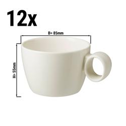 (12 pieces) Lux Porcelain Coffee Cups – 190 ml - Ivory White