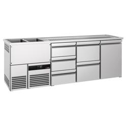 Frigider bere PREMIUM - 2500x700 mm - 1 Ușă din sticlă & 5 Sertare