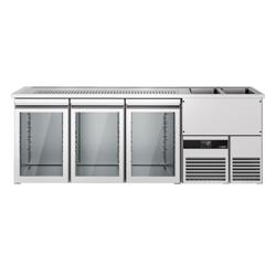 Barkoelkast PREMIUM - 2500x700mm - 3 glazen deuren