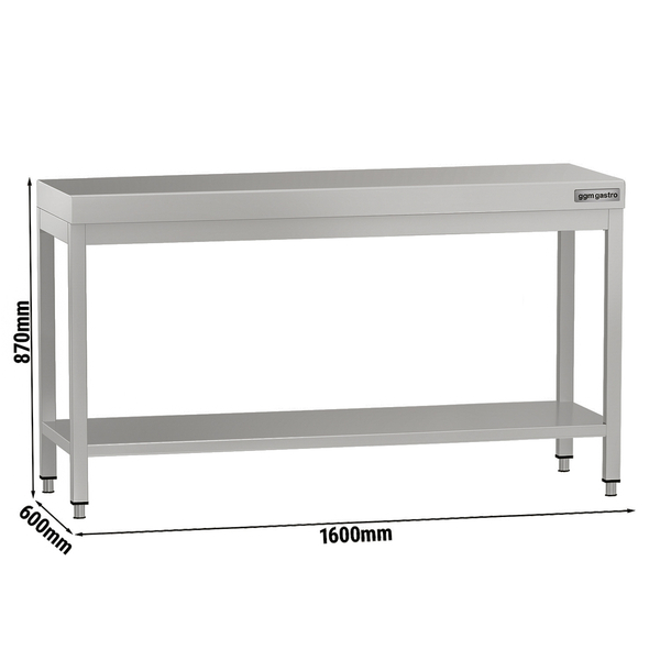 Mesa de trabalho ECO - em Aço inoxidável - 1,6 m - com base