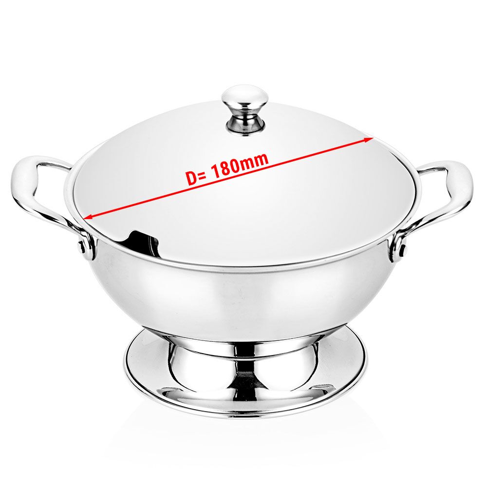 Marmite à soupe - Acier inoxydable - Ø 18 cm - Hauteur:160mm - avec couvercle