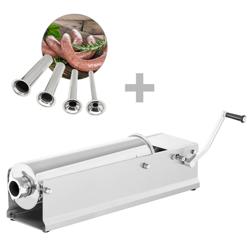 Máquina de enchidos manual - 7L - aço inoxidável - horizontal - incl. 4 funis para enchidos