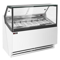 Vetrina Gelato THEO - 1300mm - Refrigerazione ventilata - con Illuminazione LED - per 6x Vasca da gelato da 5 Litri - Sbrinamento automatico - Bianco