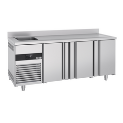 Koelwerkbank PREMIUM - 1900x700mm - met 3 deuren, 1 spoelbak links & achterwand