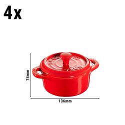 STAUB | CERAMIQUE - طقم طناجر كوكوت - 4 قطع - بقطر 100 مم - سيراميك - أحمر كرزي