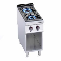 Cucina a gas professionale - LORENZO 900 - 400x900x965mm - 19,0 kW - 2 fuochi - su vano aperto - alta potenza
