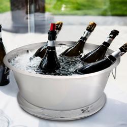 Wijnkoeler - Bar Professional - RVS - Ø 550mm - Hoogte:290mm - met handgrepen