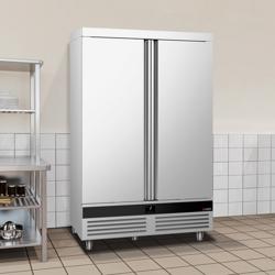 Armario frigorífico de acero inoxidable PREMIUM - GN 2/1 - 1400L - con 2 puertas - ventilado; R290; desescarche automático; cerradura con llave