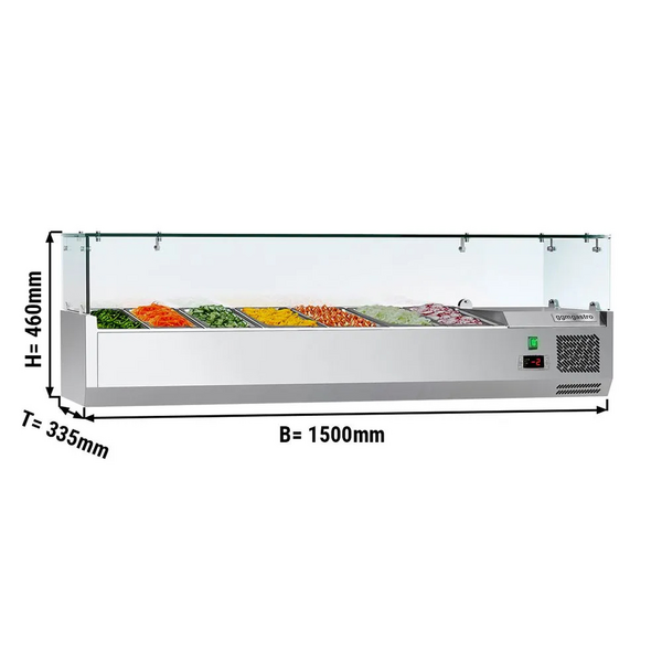 Vitrina rece ECO - 1,5 x 0,34 m - pentru 7x containere GN 1/4 