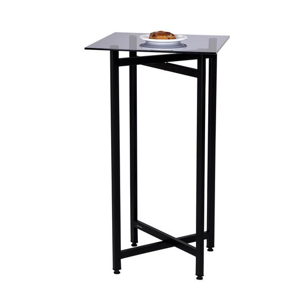 Nerezový odkládací stolek - skládací - černý - s deskou z plexiskla - 50x50 cm