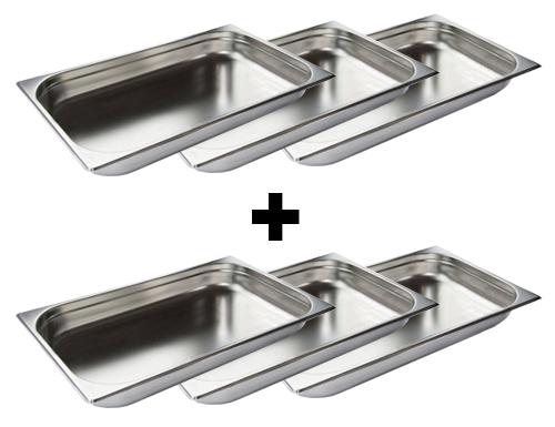 (6 Stück) Edelstahl GN-Behälter 1/1 - Höhe: 20mm