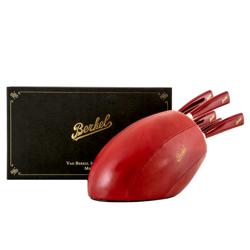 BERKEL | ELEGANCE - Messenblok met 5 messen - Rood leer