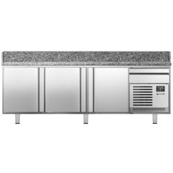 Pizzawerkbank PREMIUM PLUS - 2305x800mm - granieten werkblad - met 3 deuren & 1 laden
