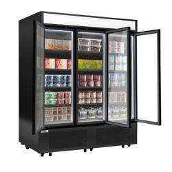 Espositore murale congelatore - 1600mm - 891l - -18°/-23°C - con 3 porte a battente & 15 ripiani - Nero