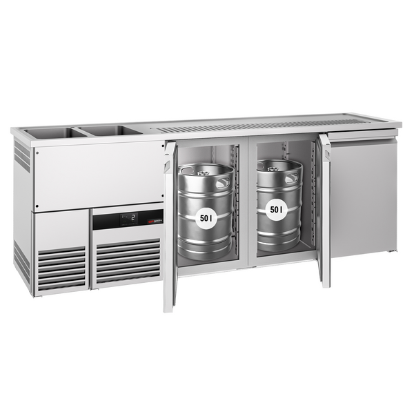 Balcão para cerveja 2,5 x 0,7 m - com 3 portas