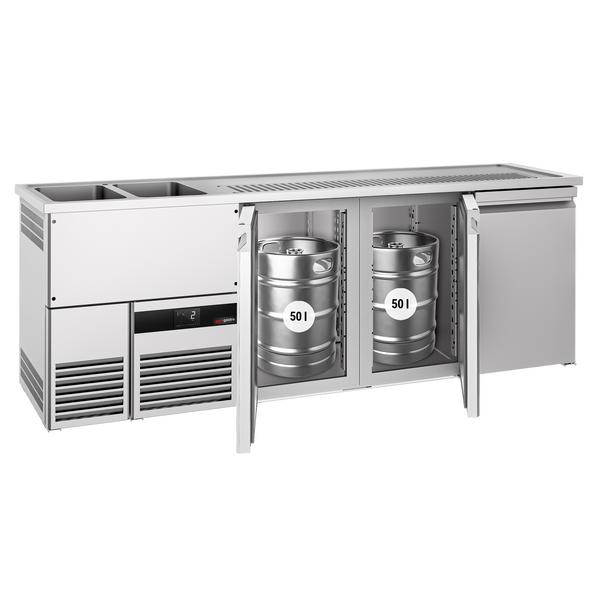 Comptoir de bar réfrigéré PREMIUM - 2500x700mm - 3 portes  