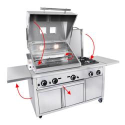 Stație grill pe gaz - 22,5 kW - 2,187x0,85 m - inox - bucătărie BBQ profesională