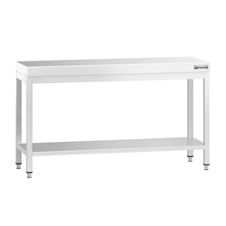 Mesa de trabalho PREMIUM - em Aço Inoxidável  - 1,5 m - com estrutura e prateleira de base
