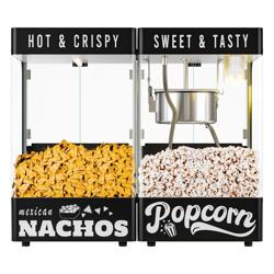 Machine à pop-corn professionnelle avec chauffe-nachos - 1,31kW - 5kg/h - avec 1 marmite - Noir