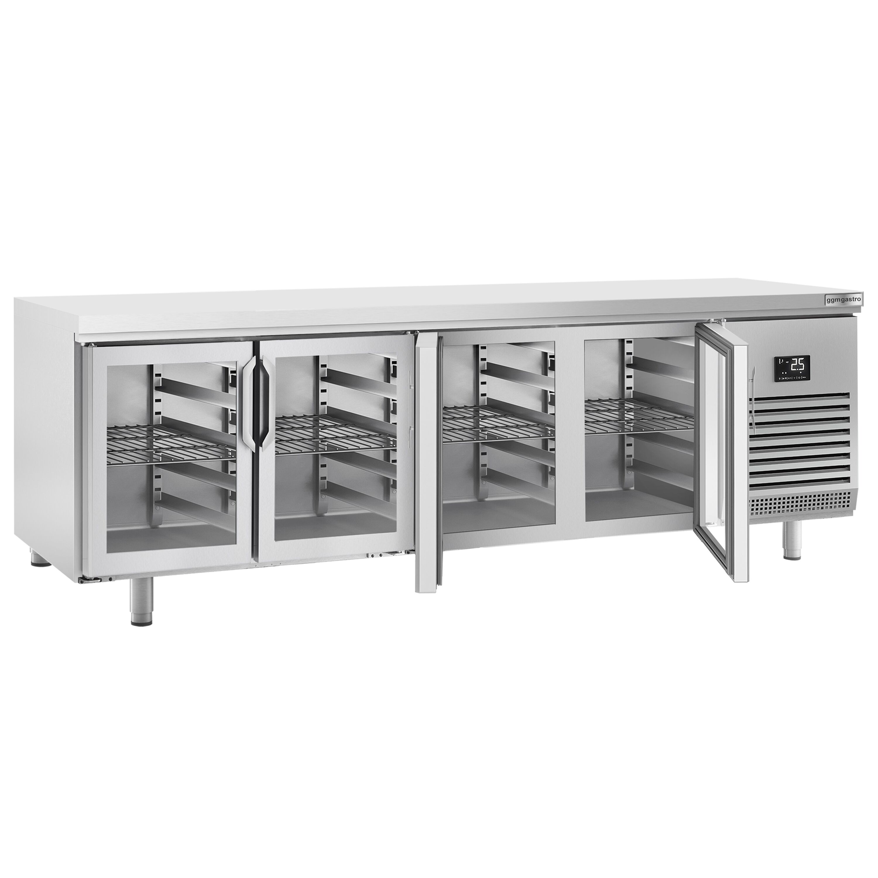 Table réfrigérée PREMIUM PLUS - 2752x800 mm - avec 4 portes vitrées