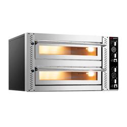 Commercial Electric Pizza Oven - Manual, Full-chamotte Interior - 450 °C - Double Deck - 2×6× Ø30 cm