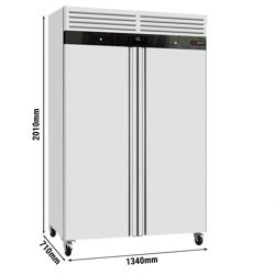Upright Fridge ECO - 1200L - with 2 doors & Support grids & stainless steel rails - On castors