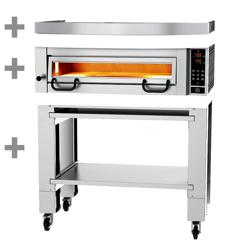 Sähköinen pizzauuni (samottikivipohja) - 4 x Ø 34 cm - enintään 450 °C - Digitaalinen - sis. huuva ja alarunko