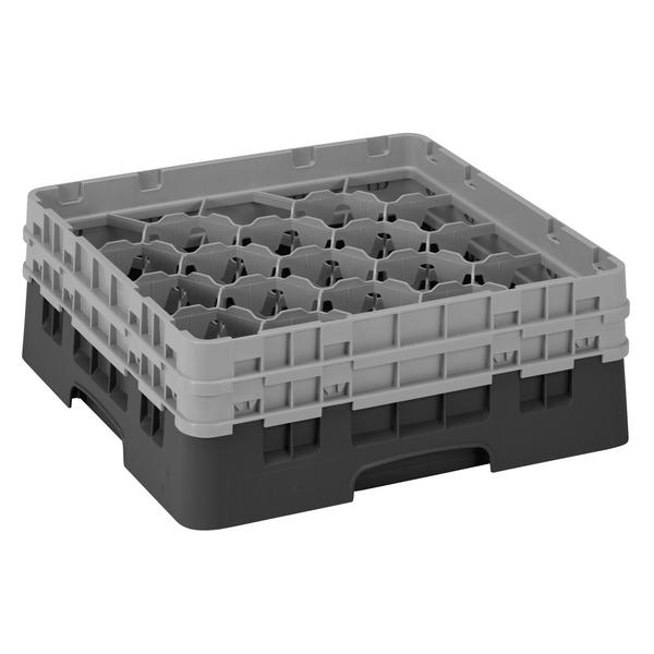 CAMBRO | CAMRACK® - Bardak yıkama sepeti 1/1 - 20 bölmeli - 2 uzatıcılı - 500x500mm - Siyah