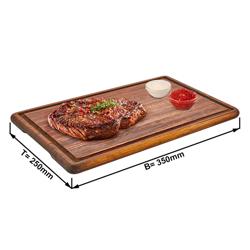 (6 szt.) Deska do serwowania steków - HoReCa - Drewno Iroko - wersja profesjonalna - Prostokątna - 350x250mm - nie do zmywarki