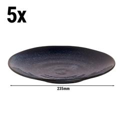 (5 stuks) KIRYU - bord - rond - porselein - Ø235mm - blauw